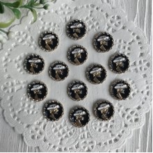 Серединка метал кругла з дівчиною в капелюсі, 17 мм, чорний, шт.