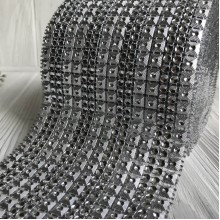 Шина декоративна, 11 см, срібло (квадрати-кружечки), (відрізок 25 см)