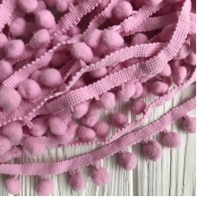 Тесьма помпончики, 1,3 см, рожево-пудровий, метр