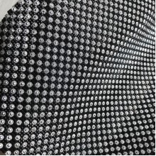 Стрази полотно клейове (№49436), круглі камені з чорними квадратами, смужка 1,2х40,4 см