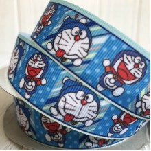 Репс 2,5 см, кіт Дораемон, синій, метр