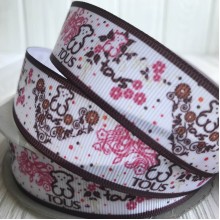 Репс 2,5 см, Tous, білий з коричневим та малиновим, метр