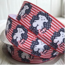 Репс 2,5 см, Tous, синій з червоною смугою, метр