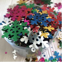 Сніжинка-паєтка, 4 см, кольоровий мікс, 1 шт.