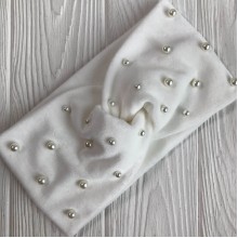 Пов'язка спорт велюр із перлами, 11 см, білий, шт.