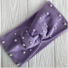 Пов'язка спорт велюр з перлами, 11 см, фіолетовий, шт.