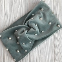 Пов'язка спорт велюр із перлами, 11 см, м'ятний, шт.