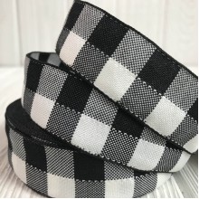 Котонова стрічка велика клітка, 1,5 см, чорна, метр