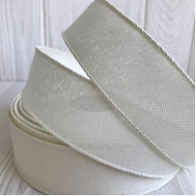 Котонова стрічка з дротяним кантом, 3,8 см, молочна, метр