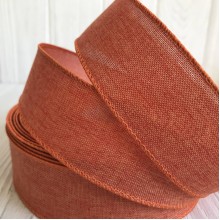 Котонова стрічка з дротяним кантом, 3,8 см, помаранчева, метр