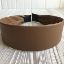 Обруч із екошкіри широкий, 4 см, карамельний, шт.