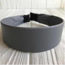 Обруч із екошкіри широкий, 4 см, сірий, шт.