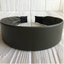 Обруч із екошкіри широкий, 4 см, хакі, шт.