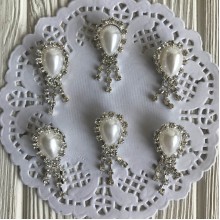 Серединка-брошка з каменем, 17х35 мм, крапля з віслюками, шт.