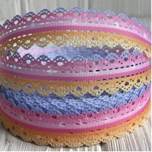 Репс з перфорацією серце, 2,5 см, яскравий омбре, метр