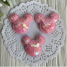 Аплікація Міккі з паєтками (маленька), 4,2 х3, 6 см, рожева, шт.