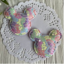 Аплікація Міккі з паєтками, 5,6х5,3 см, пастельний мікс, шт.