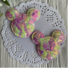 Аплікація Міккі з паєтками, 5,6х5,3 см, салатово-малинова, шт.