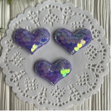 Аплікація серце з паєтками, 3,7х3,5 см, лілова, шт.