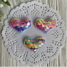 Аплікація серце з паєтками, 3,7 х3, 5 см, яскравий мікс, шт.