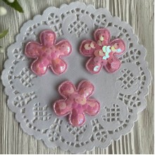Аплікація квіточка з паєтками, 3,5 см, рожева, шт.