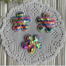 Аплікація квіточка з паєтками, 3,5 см, яскравий мікс, шт.