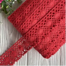 Мереживо в'язане Сабріна (D030046), червоне, 4 см, метр