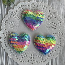 Аплікація серце з паєтками середнє, 4,5х4,5 см, кольоровий мікс, шт.