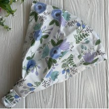 Бандана котонова з квітами, 24х20 см, біло-блакитна, шт.