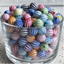 Намисто овальне в смужку, 12 мм, кольоровий мікс, асорті з 10 шт.