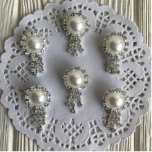 Серединка-брошка з каменем, 18х35 мм, кругла з висюльками, шт.