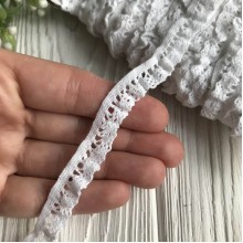 Мереживо в'язане на гумці (№ТВ-1087), біле, 15 мм, метр