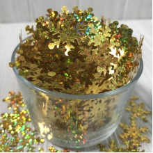 Сніжинка-паєтка, 2,5 см, золото голограма, 1 шт.