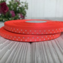 Атлас 0,6 см горох, яскраво-жовтогарячий, рулон 45 м