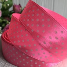 Атлас 2,5 см горох, яскраво-рожевий, метр