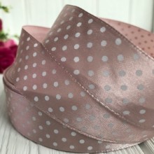 Атлас горох 2,5 см, темно-пудровий, метр