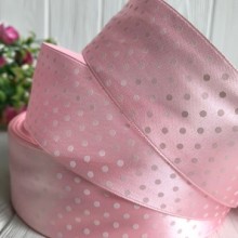 Атлас 4 см горох, блідо-рожевий, метр