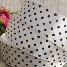 Атлас 2,5 см горох, біло-сапфіровий, метр