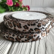 Атлас 0,9 см, ванільний леопард, рулон 18 м