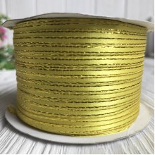 Атлас 0,3 см люрекс золото жовтий рулон 225 м