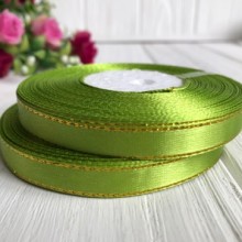 Атлас 0,9 см люрекс золото оливковий рулон 33 м