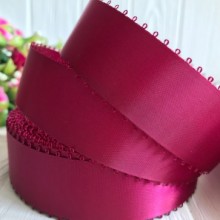 Атлас двосторонній з петельками 2,5 см, вишневий, метр