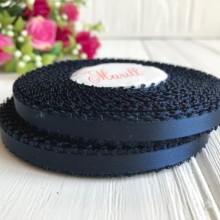 Атлас двосторонній з петельками 0,6 см, сапфіровий, рулон 20 ярдів