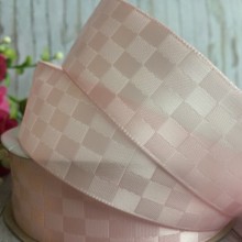 Атлас шахівниця, 2,5 см, світло-рожевий