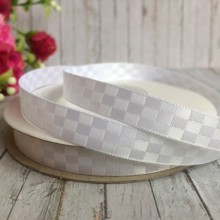 Атлас шахівниця, 1 см, білий, рулон 23 м