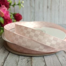 Атлас шахівниця, 1 см, світло-рожевий, рулон 23 м