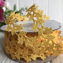 Мереживна стрічка квіточка в'юнець, 2 см, темно-жовта