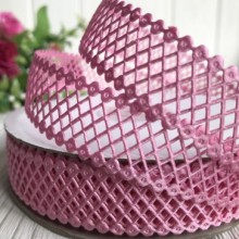 Мереживна стрічка сіточка, 2 см, середньо-рожевий, метр