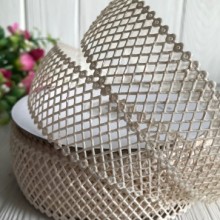 Мереживна стрічка сіточка, 4 см, топлене молоко, метр