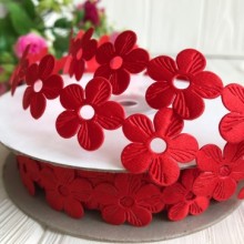 Мереживна стрічка незабудка, 2 см, червоний